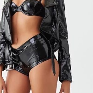 faux patent leather shorts
